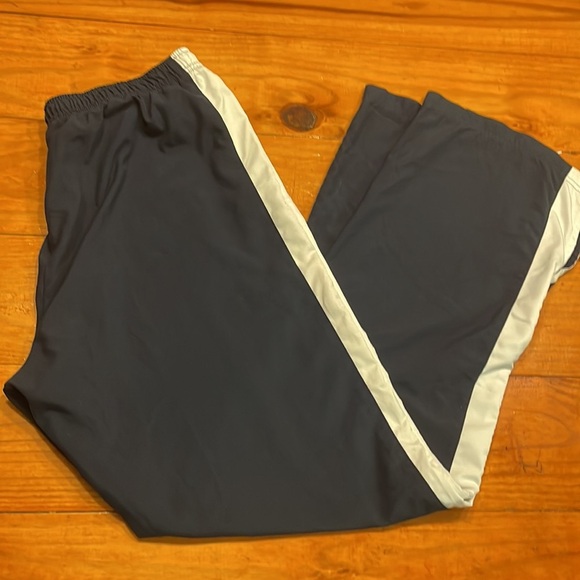 Large Nike navy blue white side stripe pockets split side athletic track pants - Picture 8 of 16